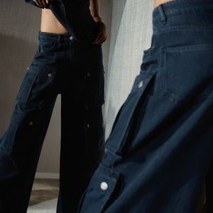 Zara Mid rise baggy cargo pants